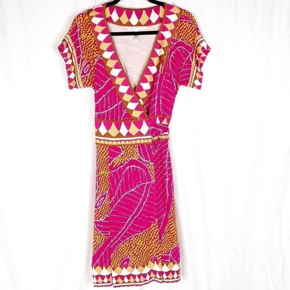 Diane Von Furstenberg Silk Wrap Midi Dress Size 2 - Picture 1 of 6